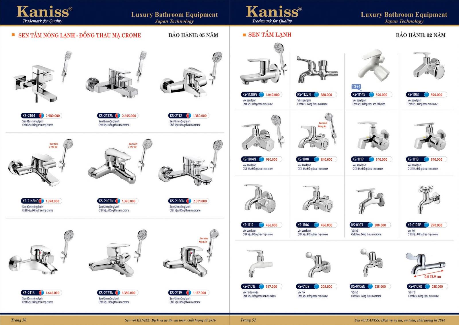 Catalogue và Bảng giá Thiết bị vệ sinh KANISS mới nhất /Page 26